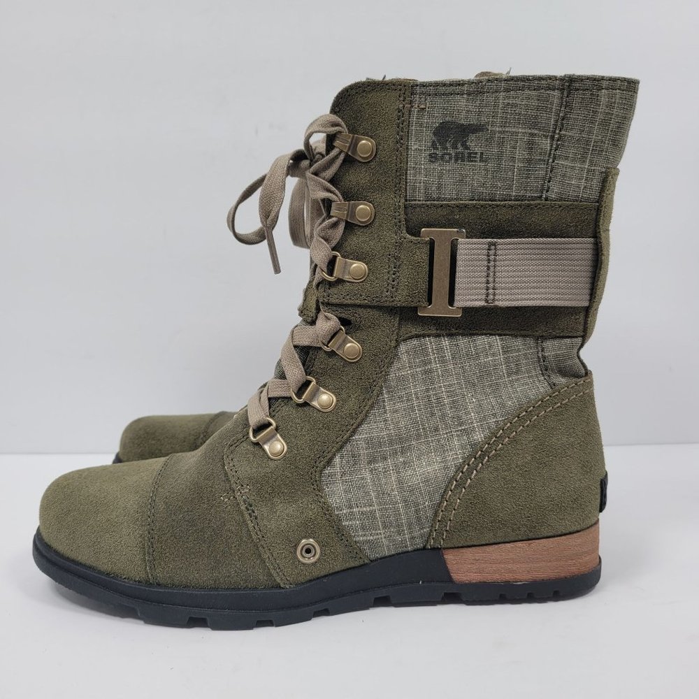 Sorel Major Carly Women's Green Combat Zip Up Boots NL2158-383 US SZ 9 - Picture 2 of 12